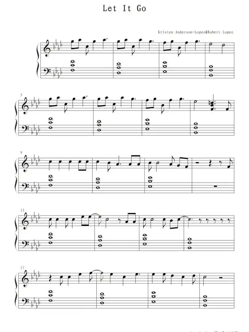 《let it go》冰雪奇缘主题曲钢琴谱|||有想要的曲谱 - 抖音