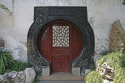 中式园林建筑古镇苏州虎丘园林景观杨家埠园林门景观古镇杨家埠园林门