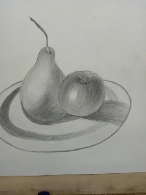 素描苹果梨子