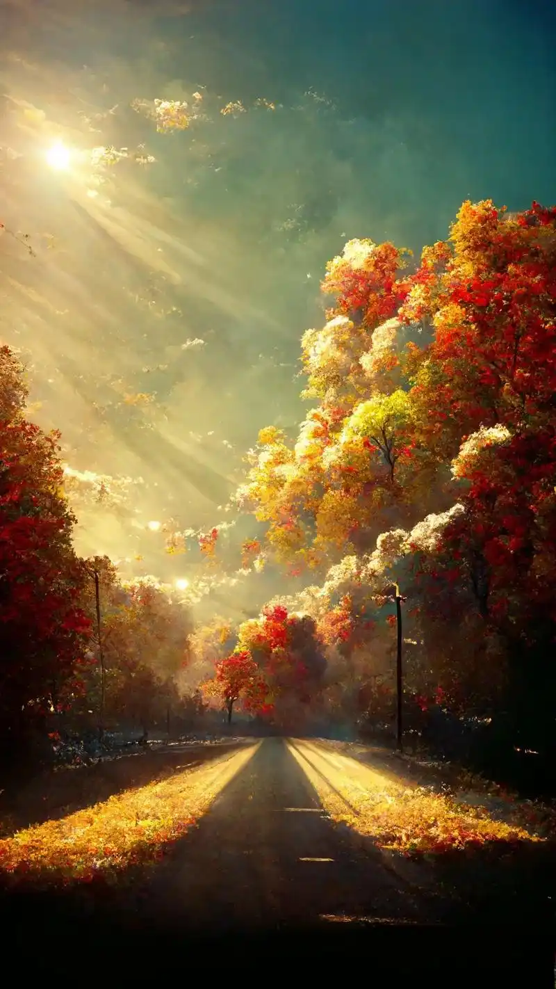 画一下今天出门看到的秋天的小路.#风景 #唯美意境 #秋天  - 抖音