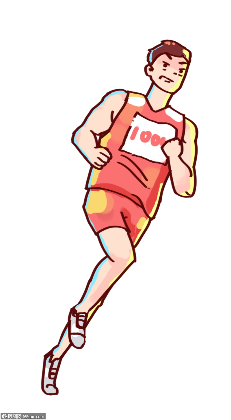 跑步男孩运动手绘图片