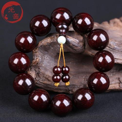 印度小叶紫檀佛珠手串20mm 文玩手珠男款 檀香木珠 手链男 无棕眼 带