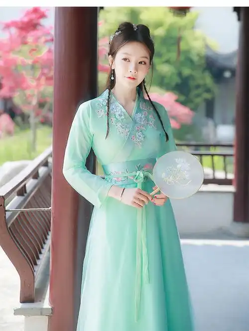 古装女汉服仙气古装女汉服裙中国风魏晋超仙仙气古风仙女裙交领全套