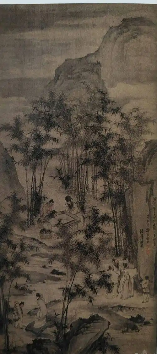 每日一画 | 竹林七贤图轴_诸升_人物_谢彬