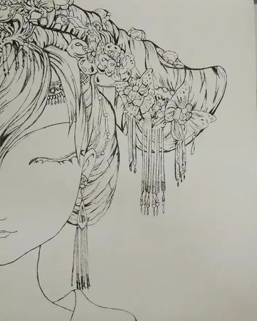 媚眼含羞合,丹唇逐笑开# 古风线稿