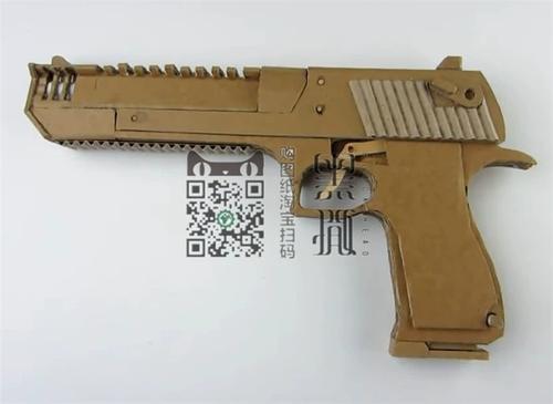 图纸 视频沙漠之鹰手纸板枪瓦楞纸diy手工可发射手步枪吃鸡98kawm