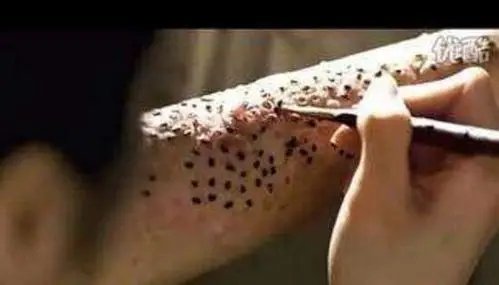 妈妈看见自己的女儿全身上下密密麻麻的全是芝麻,芝麻镶嵌进毛孔里,小