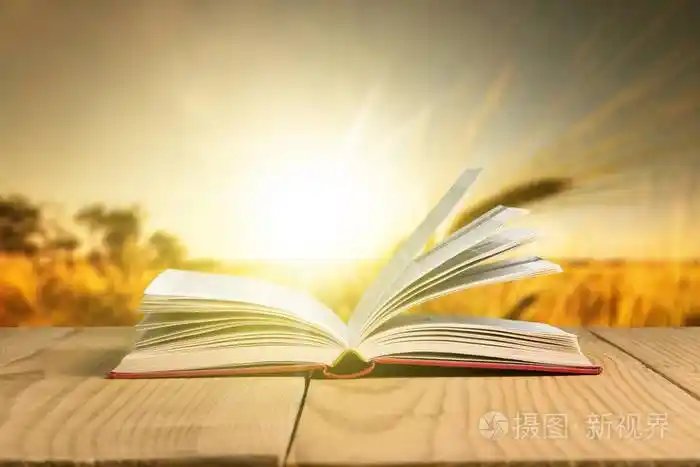 在光背景下隔离表上的打开的书