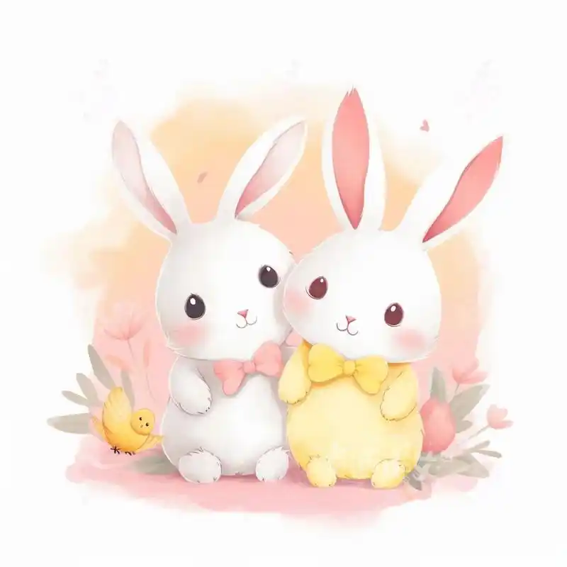 可爱小兔子卡通画 兔子小闺蜜 可可爱爱 #兔子# #兔子日常# #兔子简笔