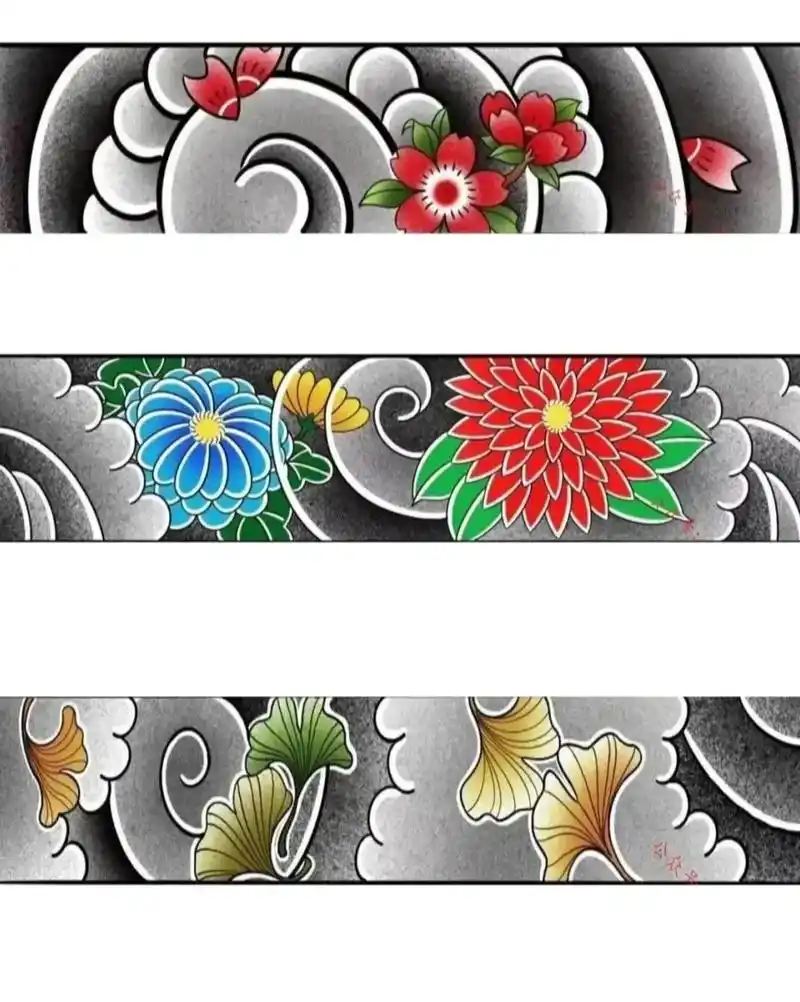 手环臂环脚环纹身图案#新老传统纹身手稿 @纹身刺青#满背花臂 - 抖音