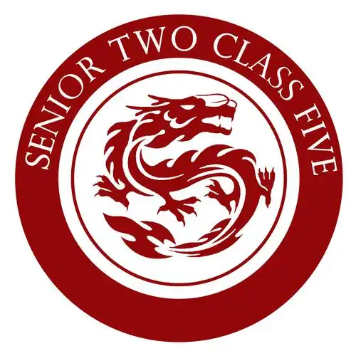 高中二年级5班红色龙图腾创意班旗图案设计