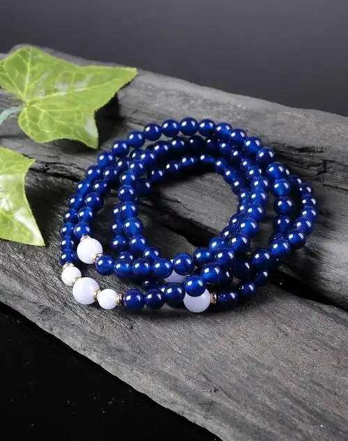 中性蓝色天然蓝玛瑙辟邪开运手链