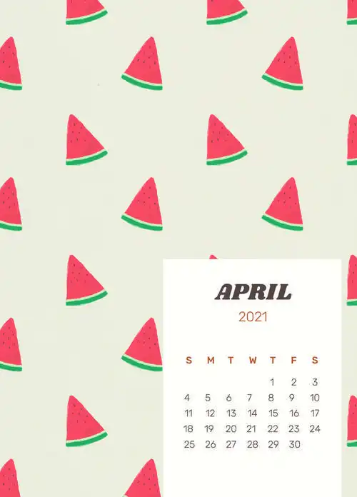 日历2021年4月可打印psd模板背景