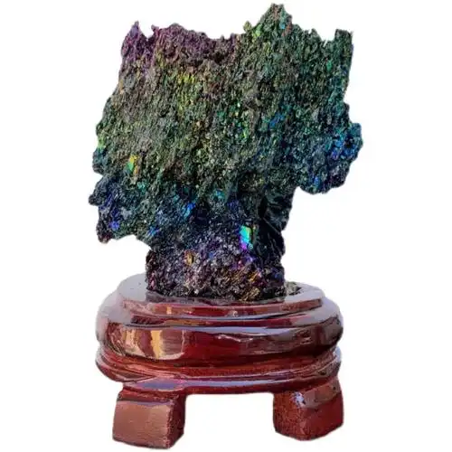 天然矿石炫彩水晶簇火山石七彩原石教学矿物摆件