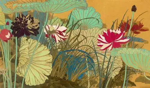 中国美协理事莫晓松导师《盛荷竞秀图》长卷作品欣赏