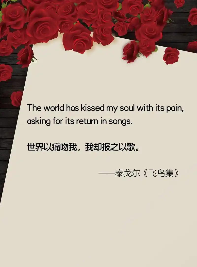 世界以痛吻我,我却报之以歌#泰戈尔 #飞鸟集 #诗歌 - 抖音