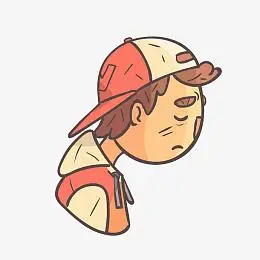 卡通手绘彩绘小男孩沮丧表情侧面