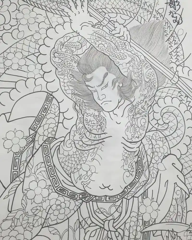 九纹龙史进  #手稿分享 #日式老传 #tattoo - 抖音