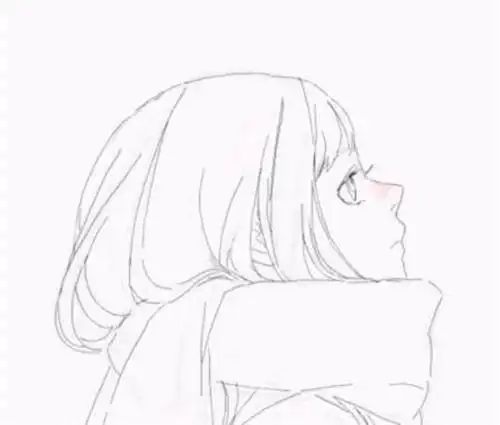 侧脸剪影简笔画动漫女生侧面抬头简笔画图片小女孩简笔画图片女孩简笔