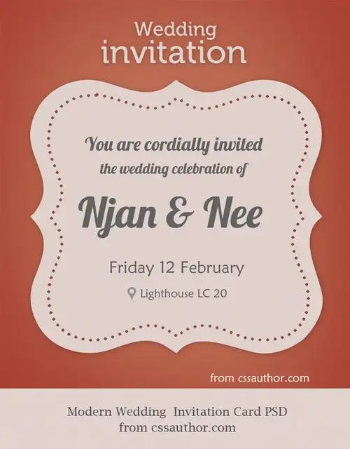 modern wedding invitation card psd for free download - freebie