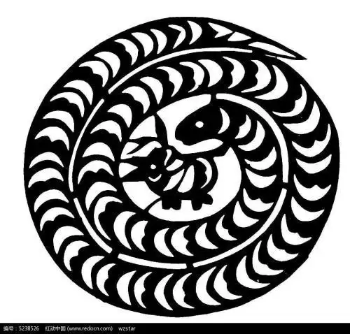 写实风格蛇蛇的剪纸图案