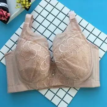 薄款特大码罩杯文胸聚拢调整型大胸罩c杯d杯胖mm女士内衣红 肤色 75d