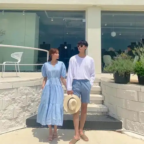 身高156小个子跟183男友情侣装搭配,显高时尚气质,秀恩爱很高级