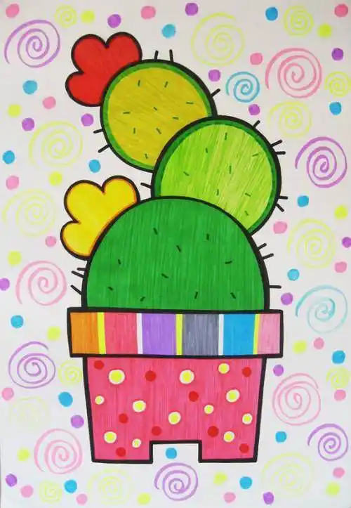 美丽的城市七彩艺术"海滨"儿童水彩笔画范画