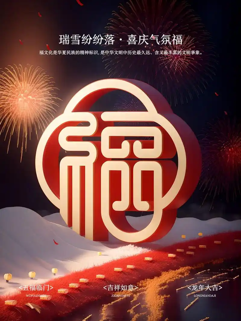 sd艺术字|3d立体福.#视觉设计 #ai创作 #stabl - 抖音