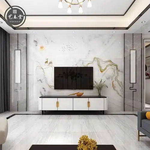 背景墙边框 现代简约_3d现代简约北欧电视背景轻奢金属边框装饰客厅