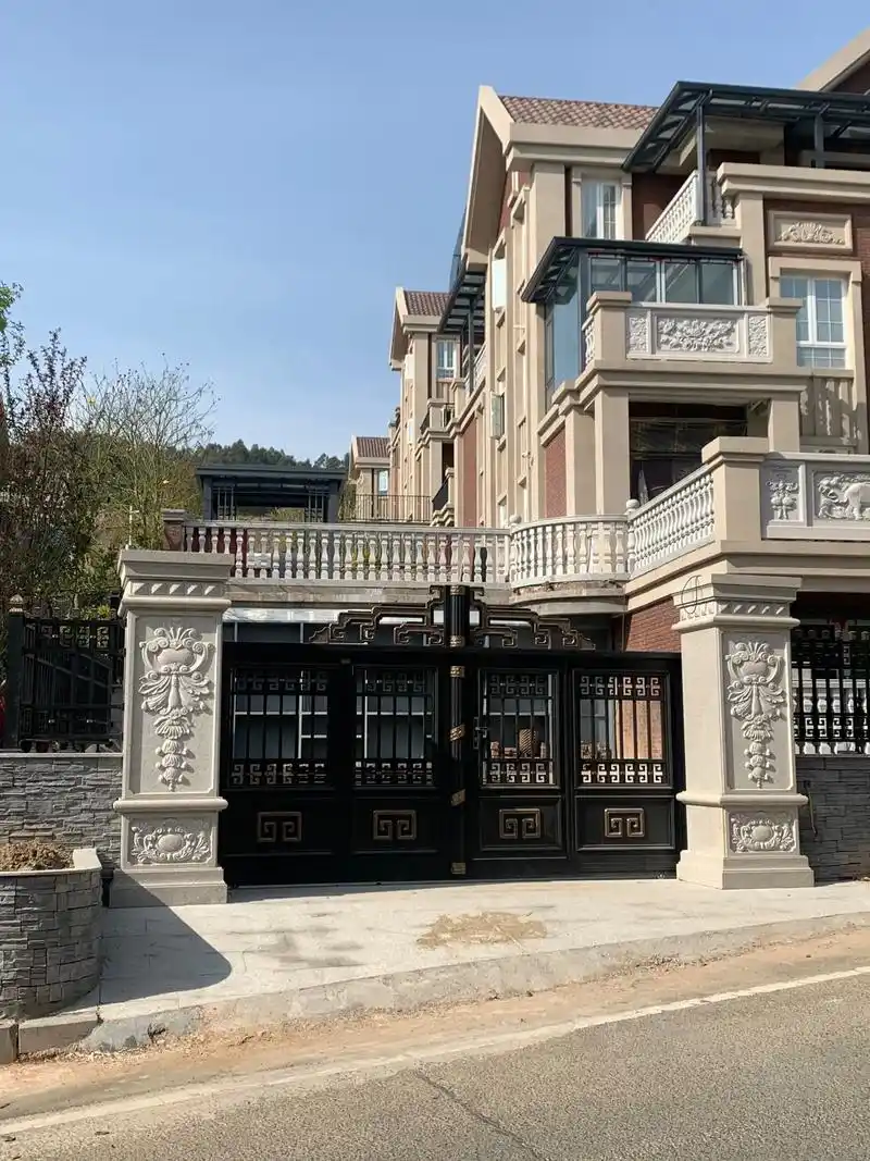 别墅石门柱整石大理石庭院大门柱#庭院大门 #农村自建别墅 # - 抖音