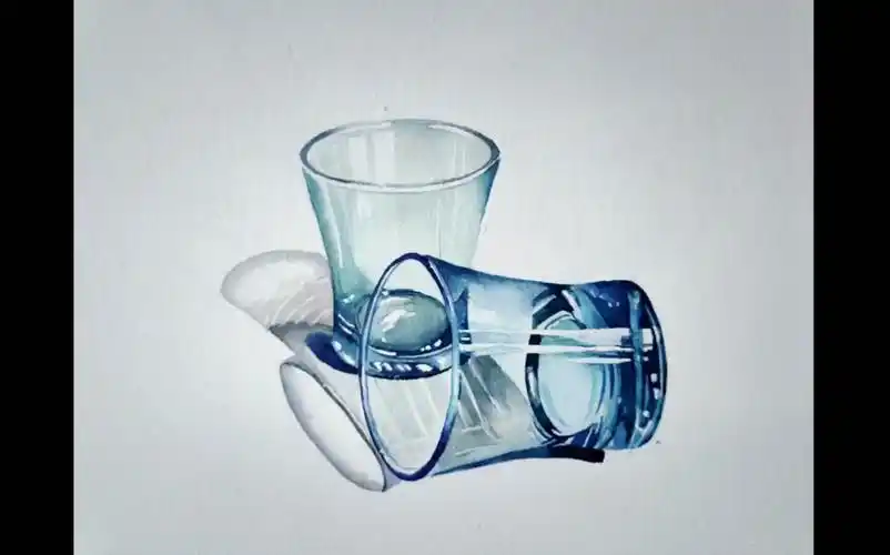【水彩】玻璃杯教程#自学一个月第一次画玻璃