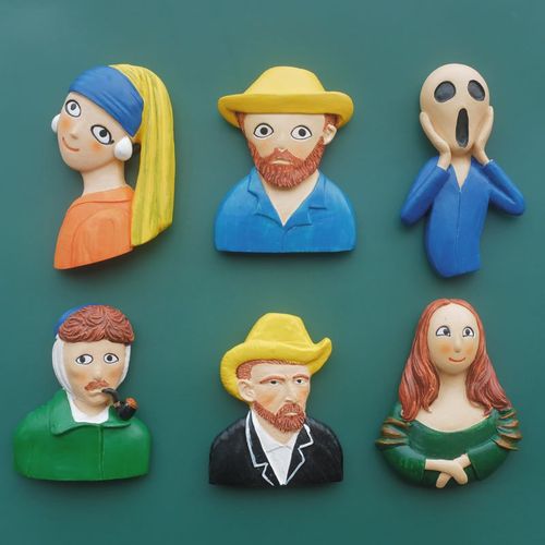 世界名画搞怪艺术个性创意卡通可爱立体冰箱贴留言磁性贴蒙娜丽莎