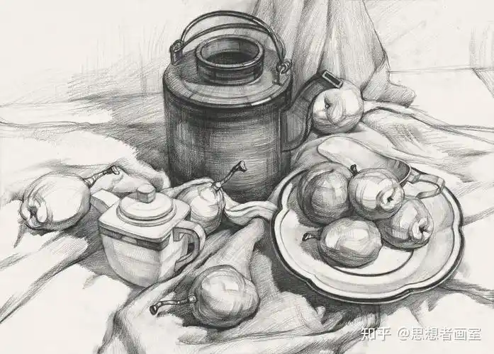 画好结构不仅对你的素描静物有帮助,还对你的色彩静物有一定的帮助.