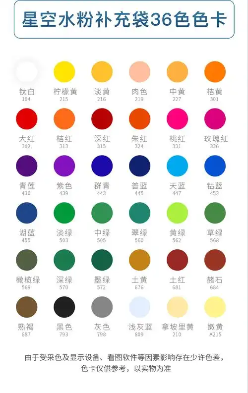 马蒂斯水粉颜料100ml补充装星空cc袋美术艺考生专用袋装替换装36色