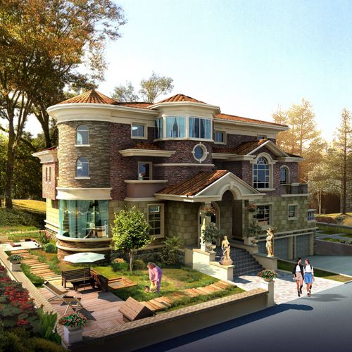 5*16.6米268平三层欧式城堡别墅设计图纸车库电梯地下室游泳池