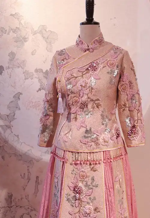 中式嫁衣-粉色褂裙【超值租赁】