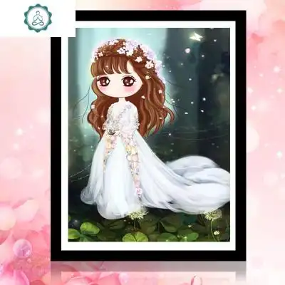 钻花花姑娘砖石秀 封后 玫瑰仙子30x40cm[魔方钻满贴/包括背景]送工具