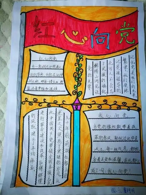 红心向党牢记党恩的手抄报内容50字(党旗飘飘向党走手抄报内容50字)