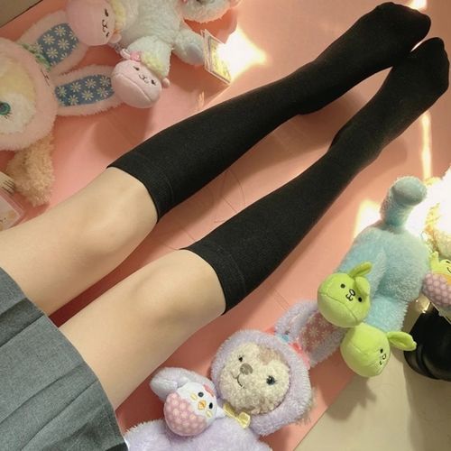 压力袜女美腿塑形可爱小腿袜韩版中筒日系学生冬季防滑春秋过膝两双