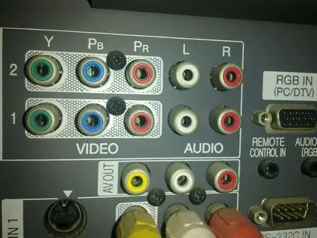 电视的色差分量接口只有五个,黄色的难道是跟av共用?