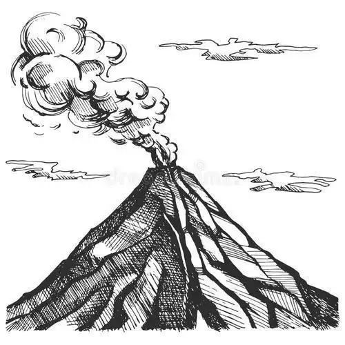 火山瀑发简笔画