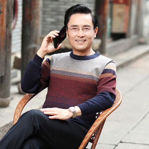 璇醇老人衣服男70一80岁春秋长袖t恤中年爸爸秋装圆领加绒爷爷打底衫