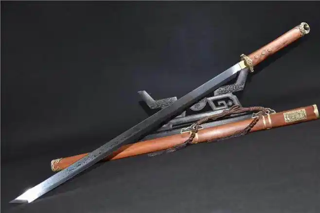 唐直刀 横刀花纹钢简装唐剑锰钢长短切刃直刀一体野外刀剑高硬度收藏