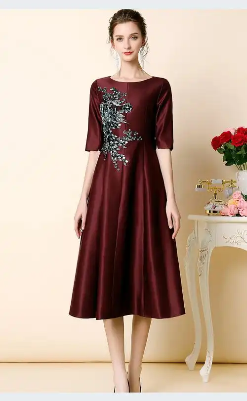 儿子结婚妈妈穿的喜庆衣服夏季 高端大气喜婆婆装礼服婚宴 酒红色 xxl