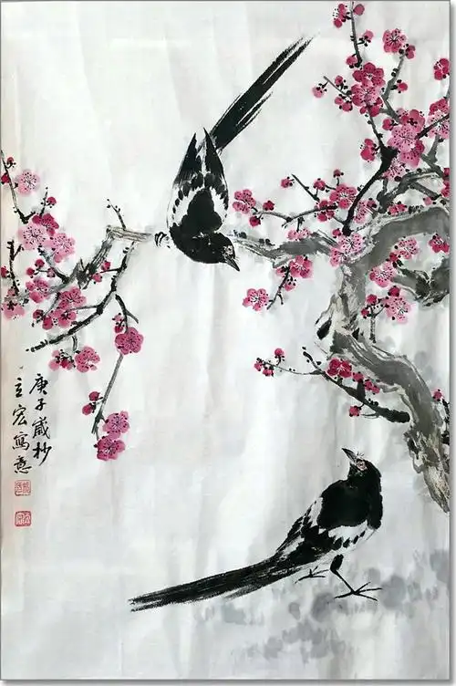 线上展邢立宏梅花喜鹊组画欣赏
