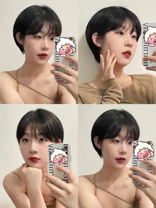 超好看的挂耳短发可盐可甜适合圆脸的妹子