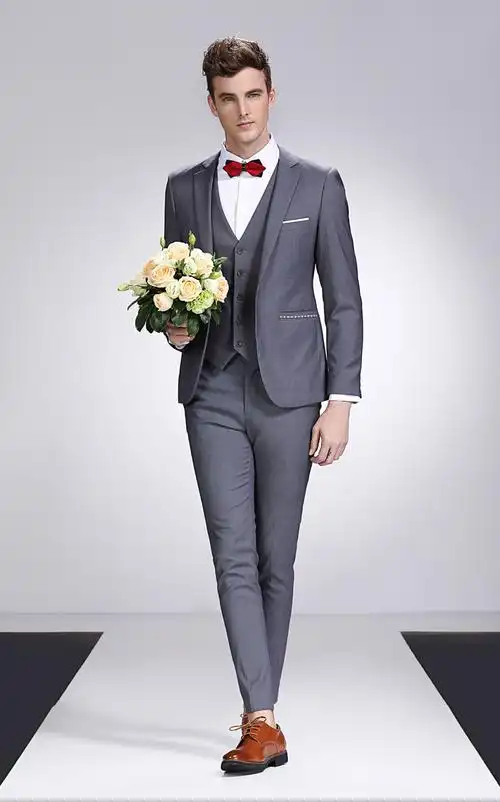 伴郎服赁新郎西服兄弟装团礼服结婚加大码胖子韩版西装男套装 韩版 黑