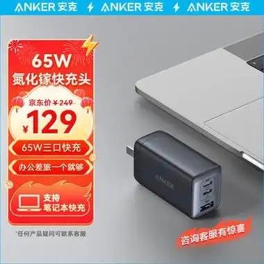 anker安克a2667氮化镓充电器双typecusba65w黑色