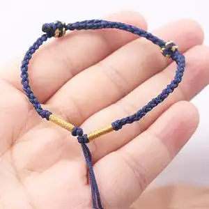 编织四股辫手绳diy情侣手链穿珠平安扣路路通半成品绳